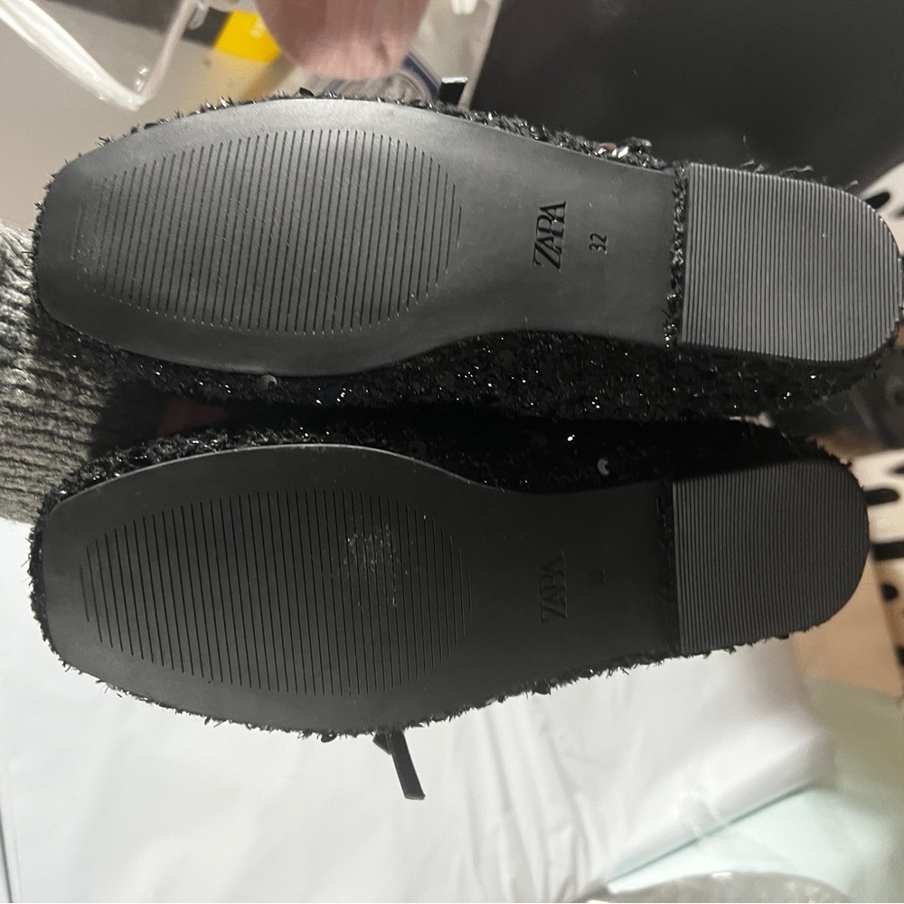 Zara Black Glitter Mary Jane Flats - Picture 2 of 2